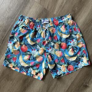 Trunks Surf Swim Co Shorts Mens S Blue Fruit Graphic Board Trunks Pkt Drawstring